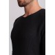 Black Cotton And Acrylic Fabric With Crew Neck Detail Casual Men's Knitwear