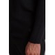 Black Cotton And Acrylic Fabric With Crew Neck Detail Casual Men's Knitwear
