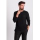 Black Cotton And Acrylic Fabric With Crew Neck Detail Casual Men's Knitwear