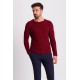 Claret Red Cotton And Acrylic Fabric With Crew Neck Detail Casual Men's Knitwear