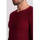 Claret Red Cotton And Acrylic Fabric With Crew Neck Detail Casual Men's Knitwear