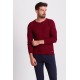 Claret Red Cotton And Acrylic Fabric With Crew Neck Detail Casual Men's Knitwear