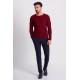 Claret Red Cotton And Acrylic Fabric With Crew Neck Detail Casual Men's Knitwear