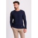 Dark Blue Cotton And Acrylic Fabric With Crew Neck Detail Casual Men's Knitwear