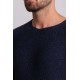 Dark Blue Cotton And Acrylic Fabric With Crew Neck Detail Casual Men's Knitwear