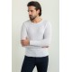 White Cotton And Acrylic Fabrics With Bike Collar Detailed Casual Mens Knitwear