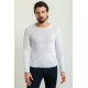 White Cotton And Acrylic Fabrics With Bike Collar Detailed Casual Mens Knitwear