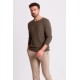 Khaki Cotton And Acrylic Fabric With Crew Neck Detail Casual Men's Knitwear