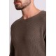 Khaki Cotton And Acrylic Fabric With Crew Neck Detail Casual Men's Knitwear