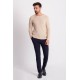 Beige Color Cotton And Acrylic Fabric With Crew Neck Detail Casual Men's Knitwear