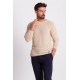 Beige Color Cotton And Acrylic Fabric With Crew Neck Detail Casual Men's Knitwear