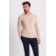 Beige Color Cotton And Acrylic Fabric With Crew Neck Detail Casual Men's Knitwear