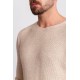 Beige Color Cotton And Acrylic Fabric With Crew Neck Detail Casual Men's Knitwear