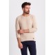 Beige Color Cotton And Acrylic Fabric With Crew Neck Detail Casual Men's Knitwear