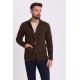 Brown Color Cotton And Acrylic Fabric Casual Men's Knit Jacket