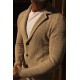 Beige Color Cotton And Acrylic Fabric Casual Men's Knit Jacket