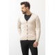 Beige Cotton And Elastane Fabric Knitted Design Classic Men's Sweater
