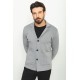 Anthracite Color Wool And Acrylic Fabric With Hanging Pocket And Wide Collar Detail Casual Men's Knitwear