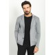 Anthracite Color Wool And Acrylic Fabric With Hanging Pocket And Wide Collar Detail Casual Men's Knitwear