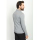 Anthracite Color Wool And Acrylic Fabric With Hanging Pocket And Wide Collar Detail Casual Men's Knitwear