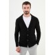 Black Color Hanging Pocket Design Casual Men's Knit Jacket
