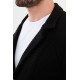 Black Color Hanging Pocket Design Casual Men's Knit Jacket