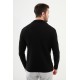 Black Color Hanging Pocket Design Casual Men's Knit Jacket
