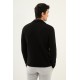 Black Color Hanging Pocket Design Casual Men's Knit Jacket