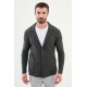 Anthracite Color Hanging Pocket Design Casual Men's Knit Jacket