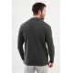 Anthracite Color Hanging Pocket Design Casual Men's Knit Jacket