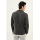 Anthracite Color Hanging Pocket Design Casual Men's Knit Jacket