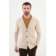 Beige Color Hanging Pocket Design Casual Men's Knit Jacket