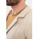 Beige Color Hanging Pocket Design Casual Men's Knit Jacket