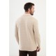 Beige Color Hanging Pocket Design Casual Men's Knit Jacket