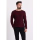 Claret Red Cotton And Acrylic Fabric Wide Bike Collar Detailed Mealy Mens Knitwear