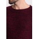 Claret Red Cotton And Acrylic Fabric Wide Bike Collar Detailed Mealy Mens Knitwear