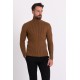 Camel Cotton And Acrylic Fabrics Narrow Wale Turtleneck Casual Mens Knitwear
