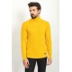 Yellow Patterned Cotton And Acrylic Fabrics With Turtleneck Detailed Casual Mens Knitwear