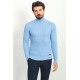 Light Blue Patterned Cotton And Acrylic Fabrics With Turtleneck Detailed Casual Mens Knitwear