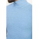Light Blue Patterned Cotton And Acrylic Fabrics With Turtleneck Detailed Casual Mens Knitwear