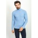 Light Blue Patterned Cotton And Acrylic Fabrics With Turtleneck Detailed Casual Mens Knitwear