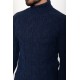 Dark Blue Wool And Acrylic Fabrics With Turtleneck Design Casual Mens Knitwear