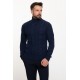 Dark Blue Wool And Acrylic Fabrics With Turtleneck Design Casual Mens Knitwear