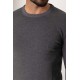 Anthracite Color Elastane And Viscose Fabric With Crew Neck And Long Sleeved Detail Casual Men's Knitwear