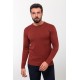 Claret Red Color Elastane And Viscose Fabric With Crew Neck And Long Sleeved Detail Casual Men's Knitwear