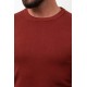 Claret Red Color Elastane And Viscose Fabric With Crew Neck And Long Sleeved Detail Casual Men's Knitwear
