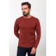 Claret Red Color Elastane And Viscose Fabric With Crew Neck And Long Sleeved Detail Casual Men's Knitwear