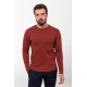 Claret Red Color Elastane And Viscose Fabric With Crew Neck And Long Sleeved Detail Casual Men's Knitwear