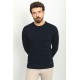 Dark Blue Color Elastan And Viscose Fabric With Crew Neck And Long Sleeved Detail Casual Men's Knitwear