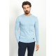 Blue Color Elastan And Viscose Fabric With Crew Neck And Long Sleeved Detail Casual Men's Knitwear
